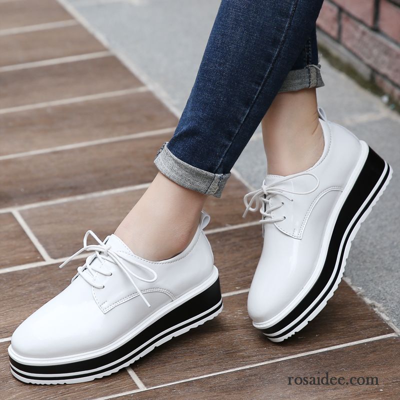 Anzug Dunkelblau Schuhe Damen Lederschuhe Herbst Dicke Sohle Plateauschuhe Neue Casual Feder England Flache Billig