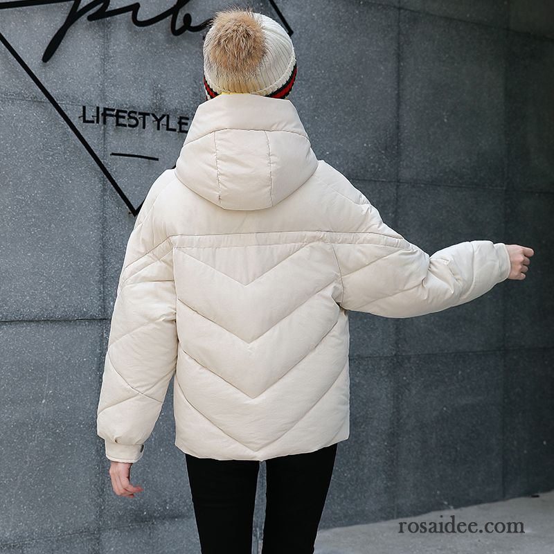 Baumwolle Mantel Damen Mode Allgleiches Mit Kapuze Trend Freizeit Elegant Weiß Beige