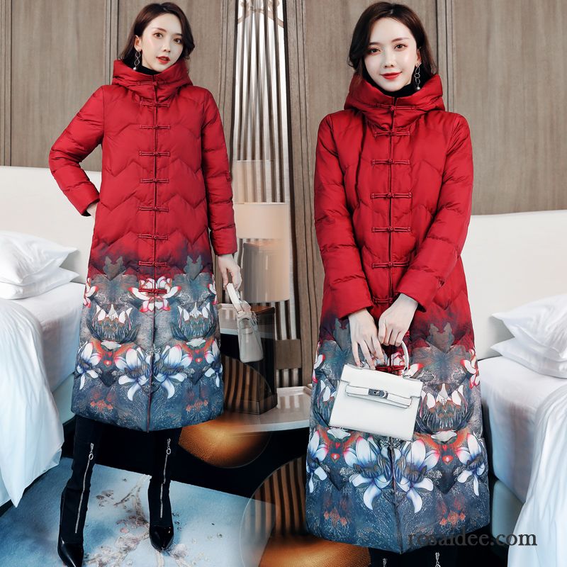 Baumwolle Mantel Damen Retro Winterkleidung Mode Schlank Neu Mischfarben Rot