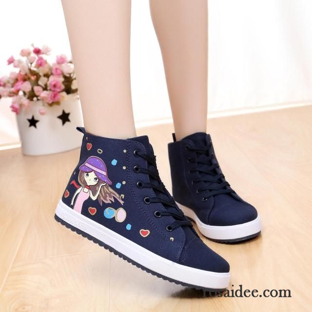 Blaue Wildlederschuhe Damen Flache Schüler Langschaft Feder Laufschuhe Damen Tuch Schuhe Atmungsaktiv Casual Rutschsicher Günstig