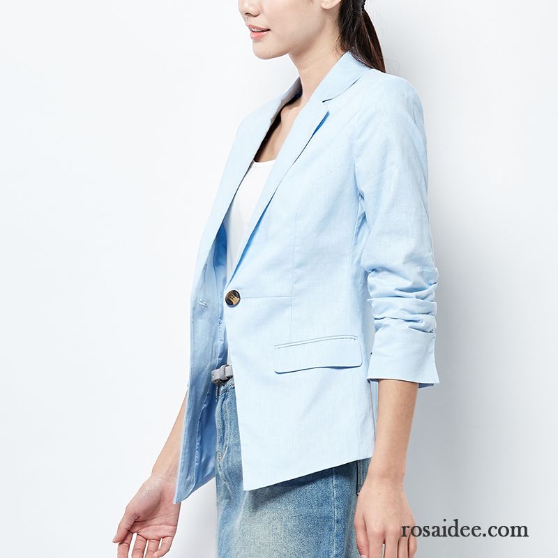 Blazer Damen Blau Herbst Freizeit Überzieher Feder Damen Neu Baumwolle Kostüm Anzüge Mantel Blazer Günstig