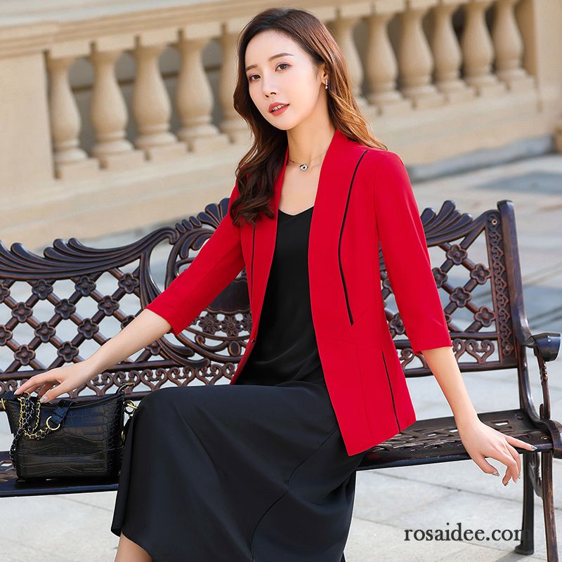 Blazer Damen Freizeit Neu Anzüge Kostüm Feder Sommer Weiß Rot