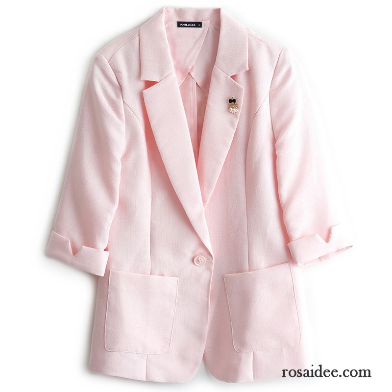 Blazer Damen Herbst Überzieher Elegant Neu Temperament Dünn Rosa