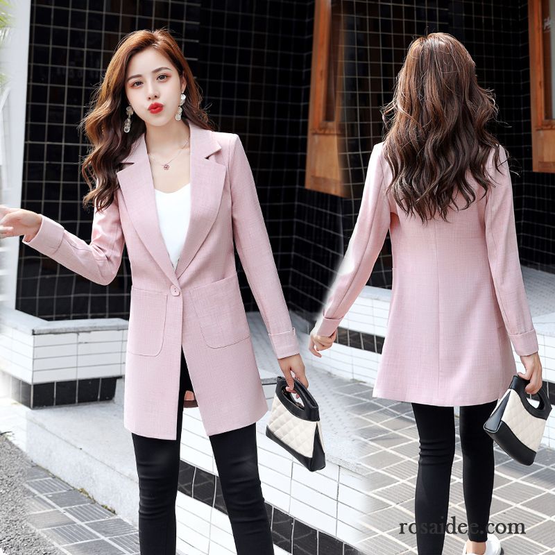 Blazer Damen Neu Überzieher Freizeit Temperament Kostüm Mode Rosa