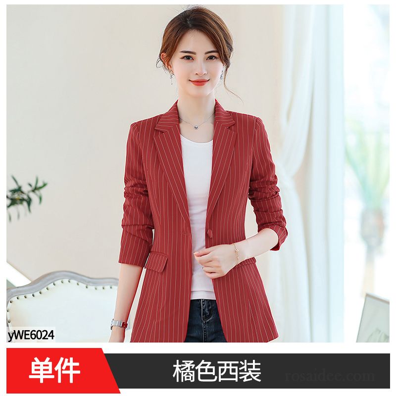 Blazer Damen Temperament Freizeit Schlank Mode Feder Überzieher Schwarz Rot