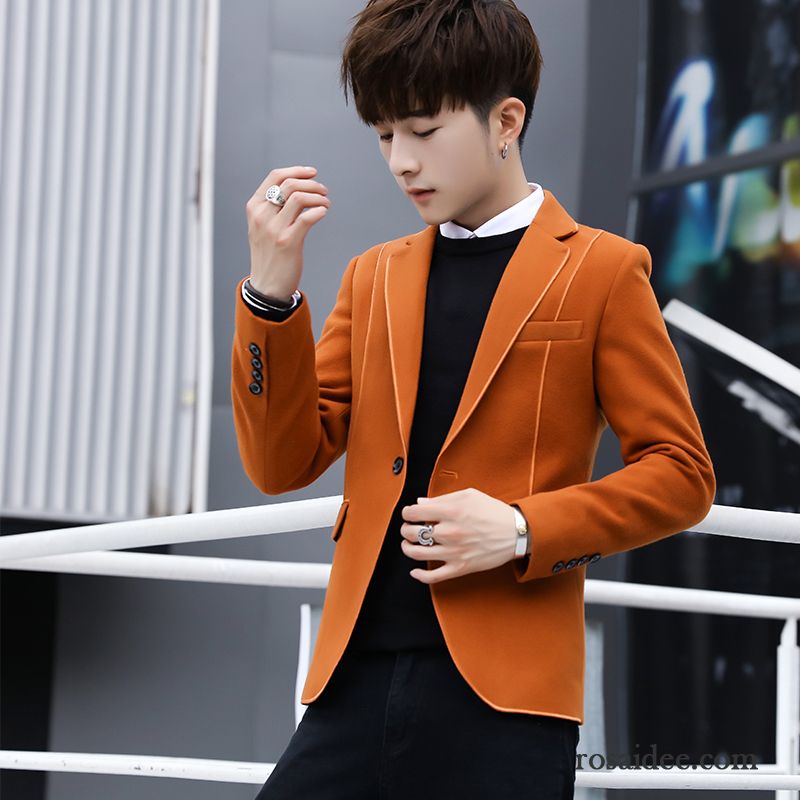 Blazer Herren Anzüg Trend Mantel Neu Freizeit Herbst Orange