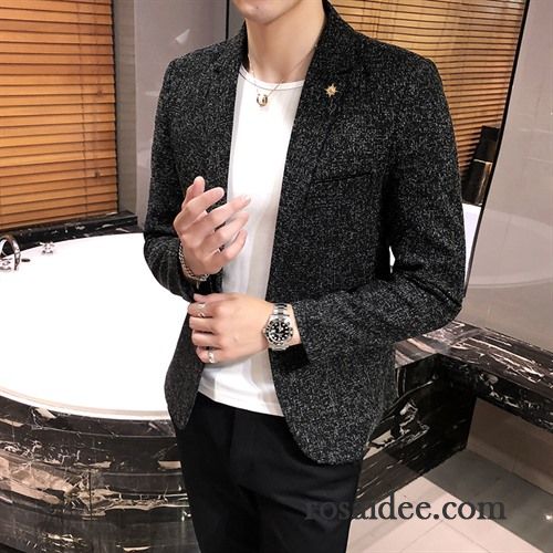 Blazer Herren Braun Herren Grau Jugend Anzüg Überzieher Freizeit Feder Schlank Herbst Blazer Mode