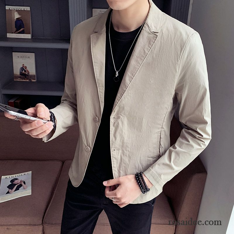 Blazer Herren Kleider Anzüg Trend Dünn Sonnencreme Mantel Schwarz