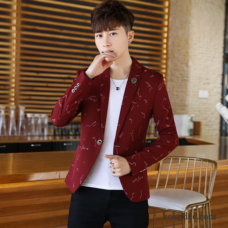 Blazer Herren Schlank Überzieher Schüler Anzüg Trend Neu Weiß