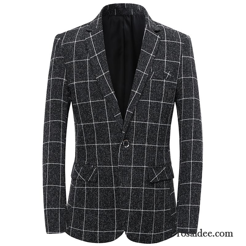 Blazer Herren Trend Neu Dünn Herbst Freizeit Überzieher Schwarz Grau