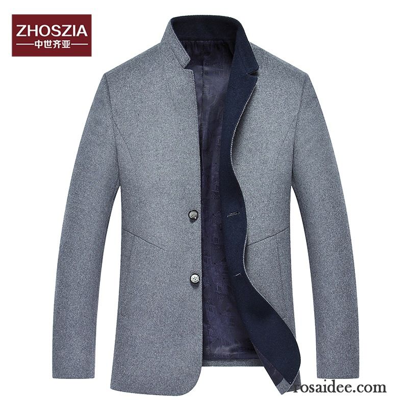 Blazer Jacke Herren Stehkragen Herren Wolle Rein Anzüg Herbst Neue Freizeit Blazer Günstig