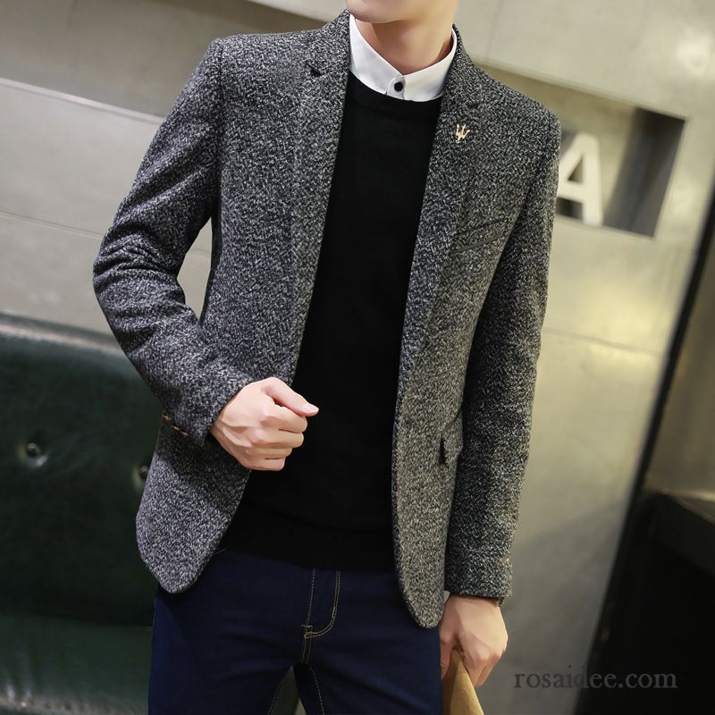 Blazer Slim Fit Herren Wolle Anzüg Feder Schlank Neu Herren Mantel Mode Anzugjacke Freizeit Herbst Kaufen