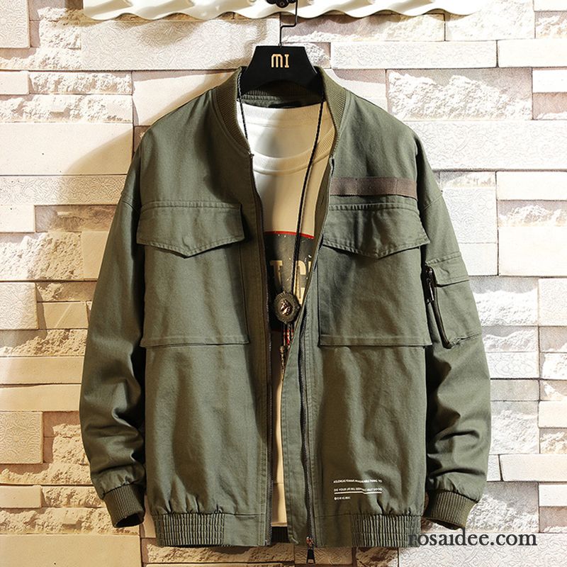 Blouson Jacke Herren Überzieher Lose Jacke Fett Freizeit Stehkragen Große Größe Schwarz Rein Herren Herbst Trend Mantel Werkzeugbau Kaufen