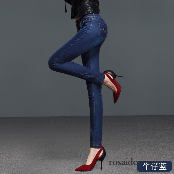 Bootcut Jeans Schwarz Damen Herbst Große Größe Damen Hose Dünn Bleistift Hose Elastisch Jeans Hohe Taille Neu Günstig