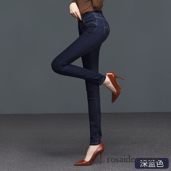 Bootcut Jeans Schwarz Damen Herbst Große Größe Damen Hose Dünn Bleistift Hose Elastisch Jeans Hohe Taille Neu Günstig