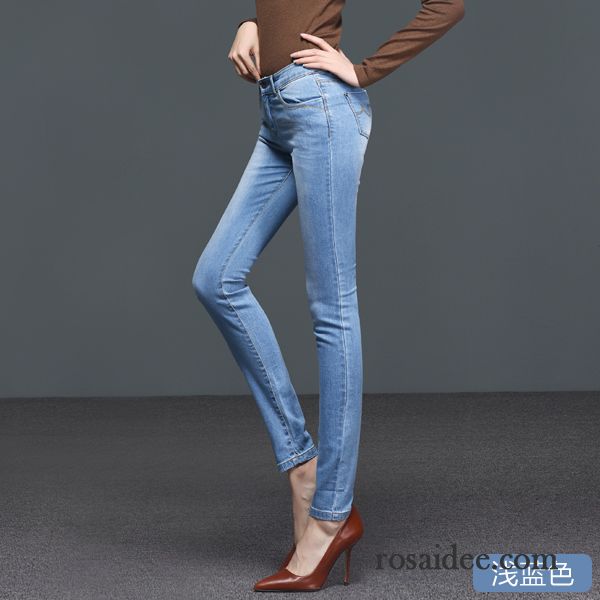 Bootcut Jeans Schwarz Damen Herbst Große Größe Damen Hose Dünn Bleistift Hose Elastisch Jeans Hohe Taille Neu Günstig