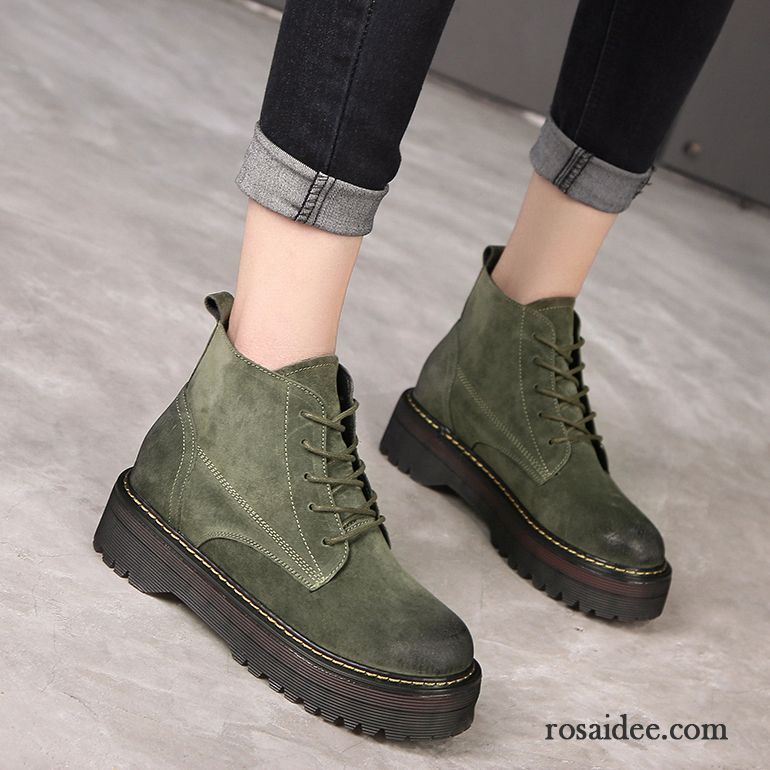 Boots Damen Blau Erhöht Schnürung England Kurze Dicke Sohle Oxford Sohle Retro Winter Damen Echtleder Herbst Martin Stiehlt Kaufen