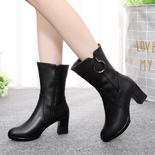 Boots Online Kaufen Martin Stiehlt Hochhackigen Winter Herbst Dick Echtleder Schuhe Grau Stiefel Damen Neue Feder Kaufen