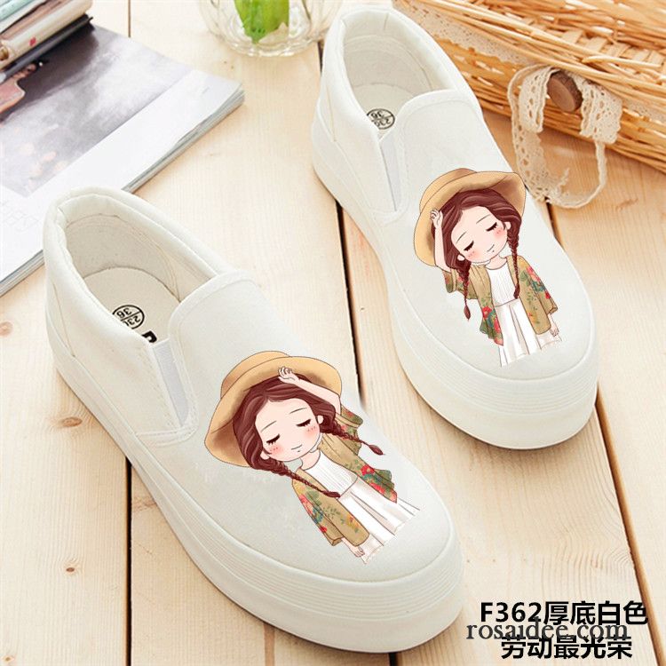 Boots Schuhe Damen Casual Slip-on Tuch Schuhe Dicke Sohle Faul Graffiti Niedrig Schüler Sommer Damen Neue Plateauschuhe Feder Günstig