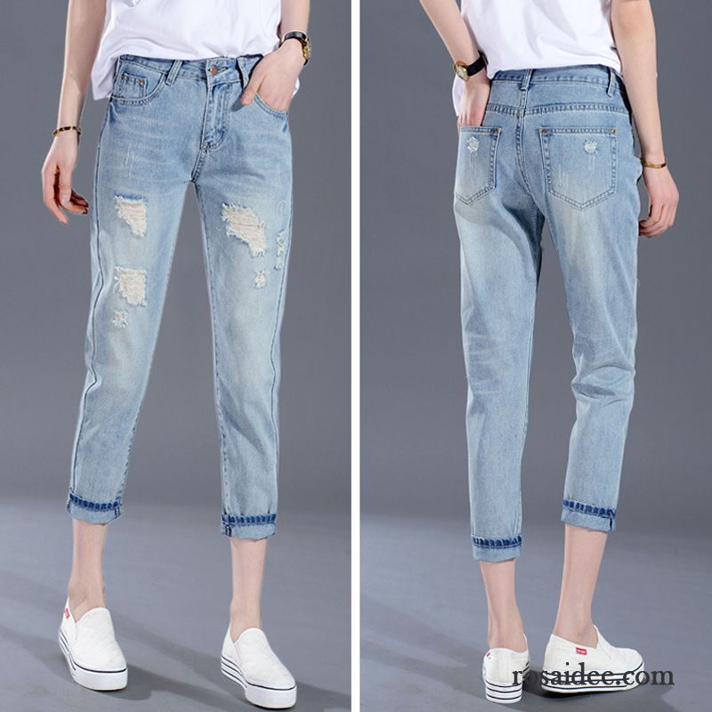 Boyfriend Jeans Damen Jeans Dünn Trend Lose Damen Sommer Löcher Schlank Freizeit Harlan Gerade Verkaufen