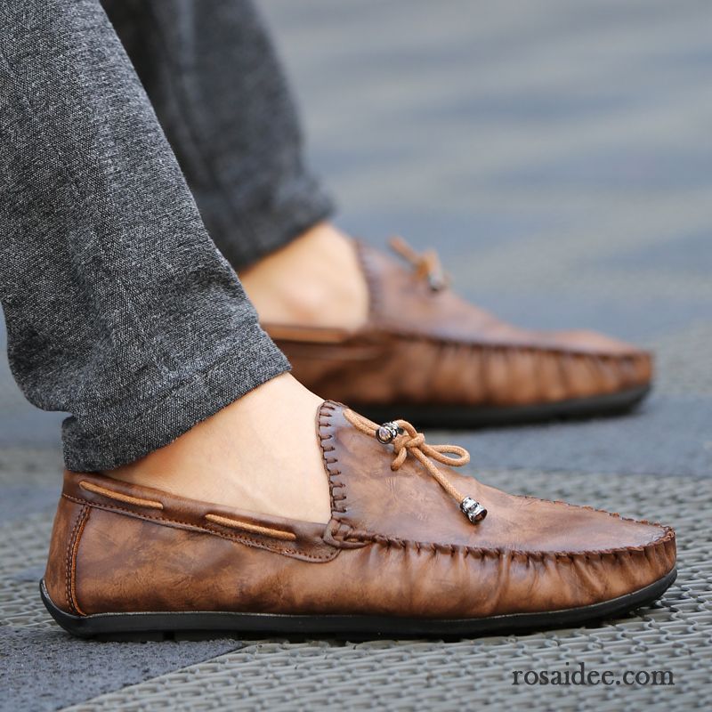 Braune Herren Sommer England Herren Schuhe Casual Retro Quaste Trend Lederschue Günstig