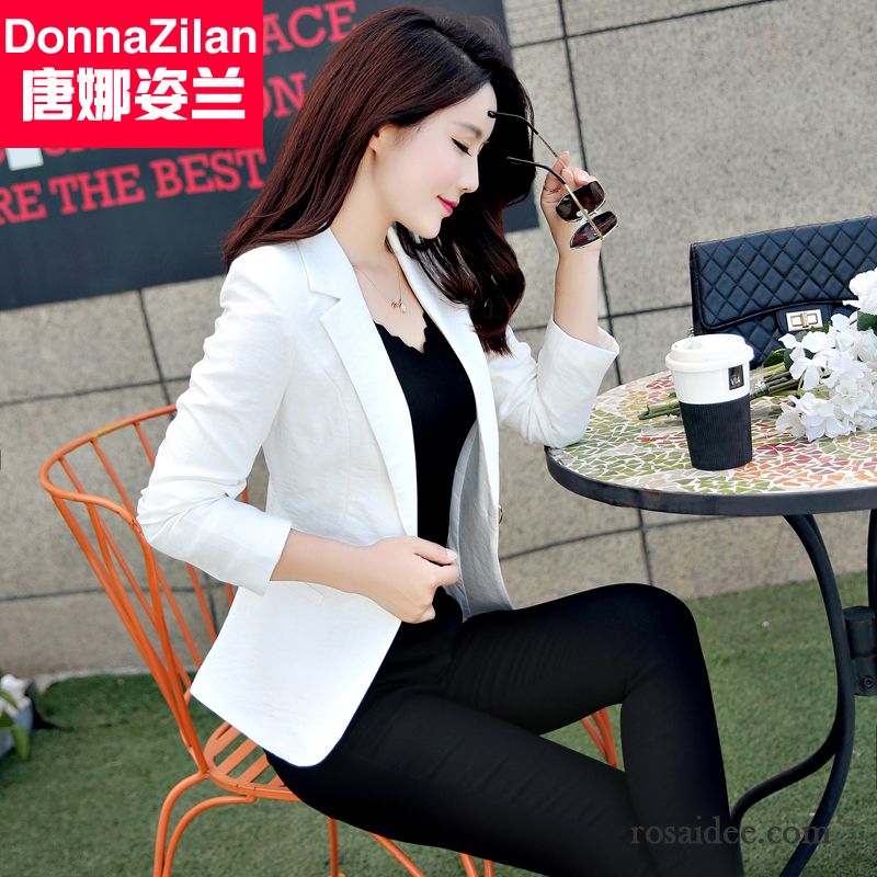 Business Blazer Damen Lange Ärmel Überzieher Herbst Baumwolle Neu Allgleiches Anzüge Schlank Dünn Kostüm Damen Rabatt