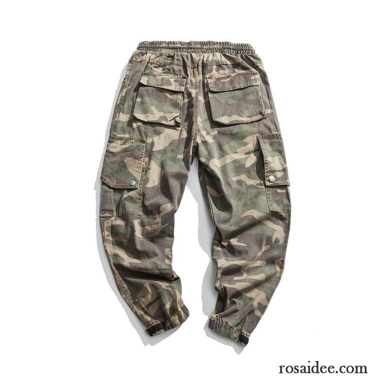 Cargohose Herren Dünn Werkzeugbau Lose Trend Retro Neunte Hose Camouflage