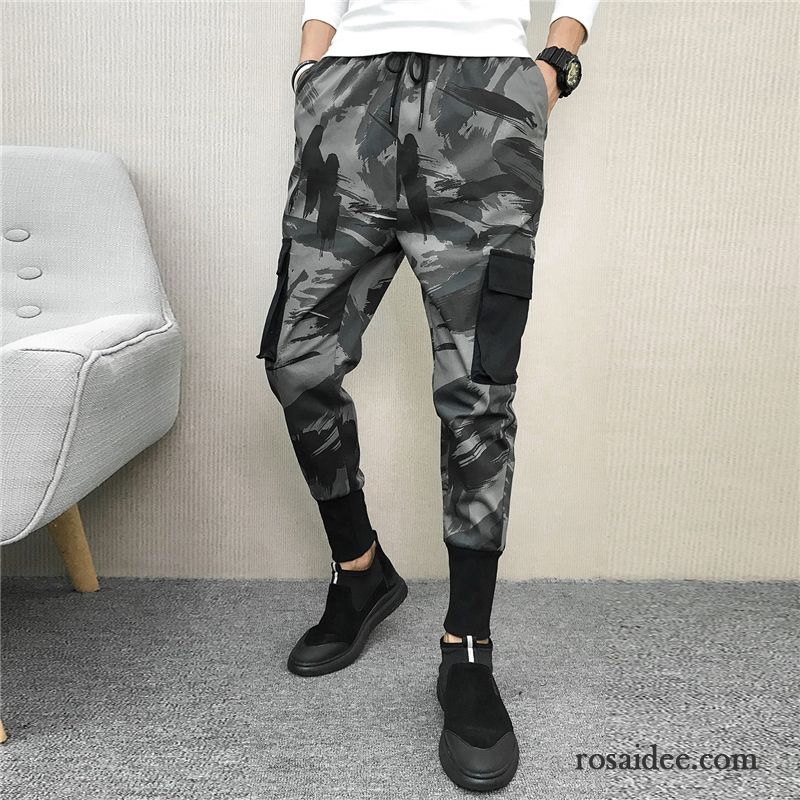 Cargohose Herren Herbst Werkzeugbau Rein Schmales Bein Freizeit Neu Army Grün Camouflage