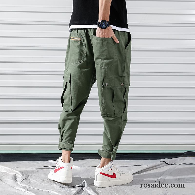 Cargohose Herren Schlank Freizeit Neu Sommer Lose Trend Army Grün