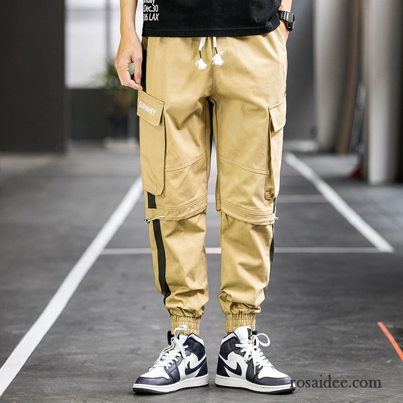 Cargohose Herren Schmales Bein Gerade Freizeit Trend Allgleiches Lange Schwarz