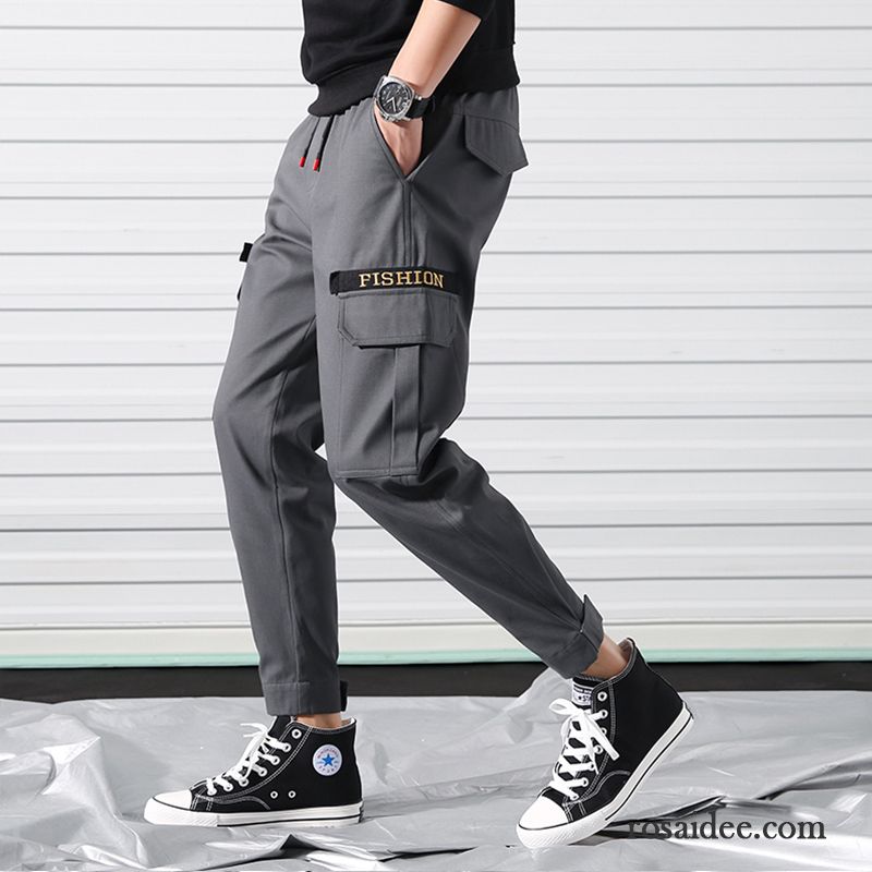 Cargohose Herren Trend Freizeit Feder Lose Sport Neu Schwarz