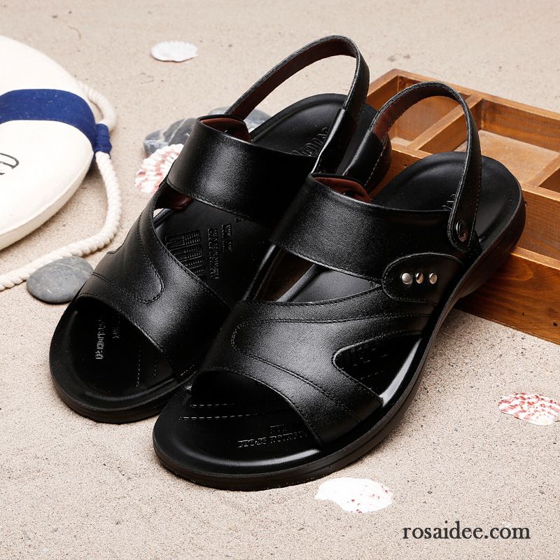 Coole Herren Sandalen Neue Atmungsaktiv Große Größe Schuhe Oberleder Echtleder Sandalen Herren Casual Rom Strand Günstig