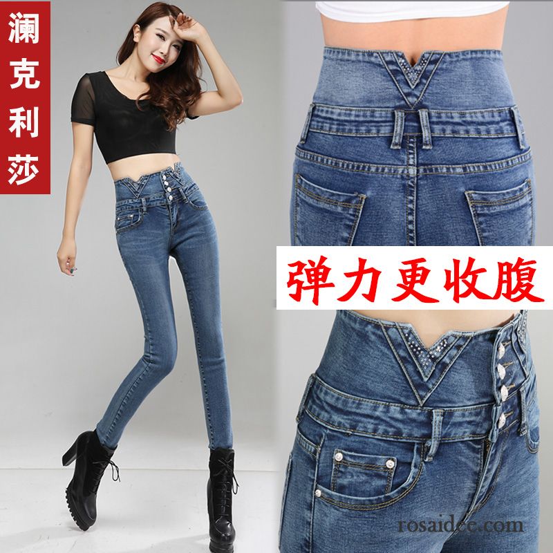 Damen Boyfriend Jeans Herbst Hose Große Größe Schlank Feder Trend Dunkel Jeans Damen Elastisch Dünn Hohe Taille Fest Verkaufen