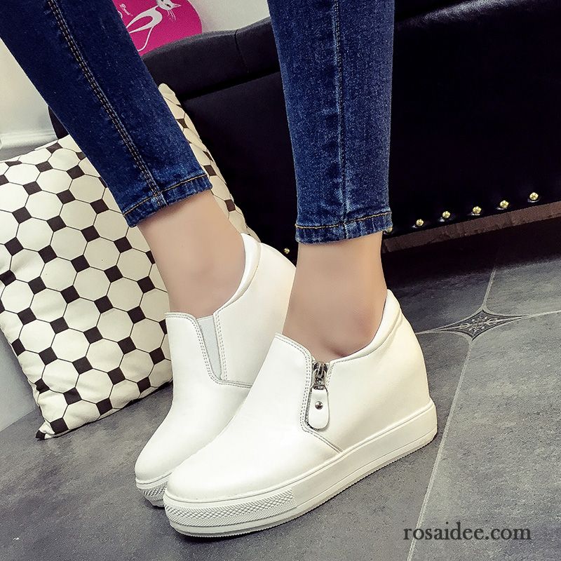 Damen Halbschuhe Leder Allgleiches Dicke Sohle Faul Erhöht Weiß Keilschuhe Casual Schnürschuhe Damen Halbschuhe Atmungsaktiv Verkaufen