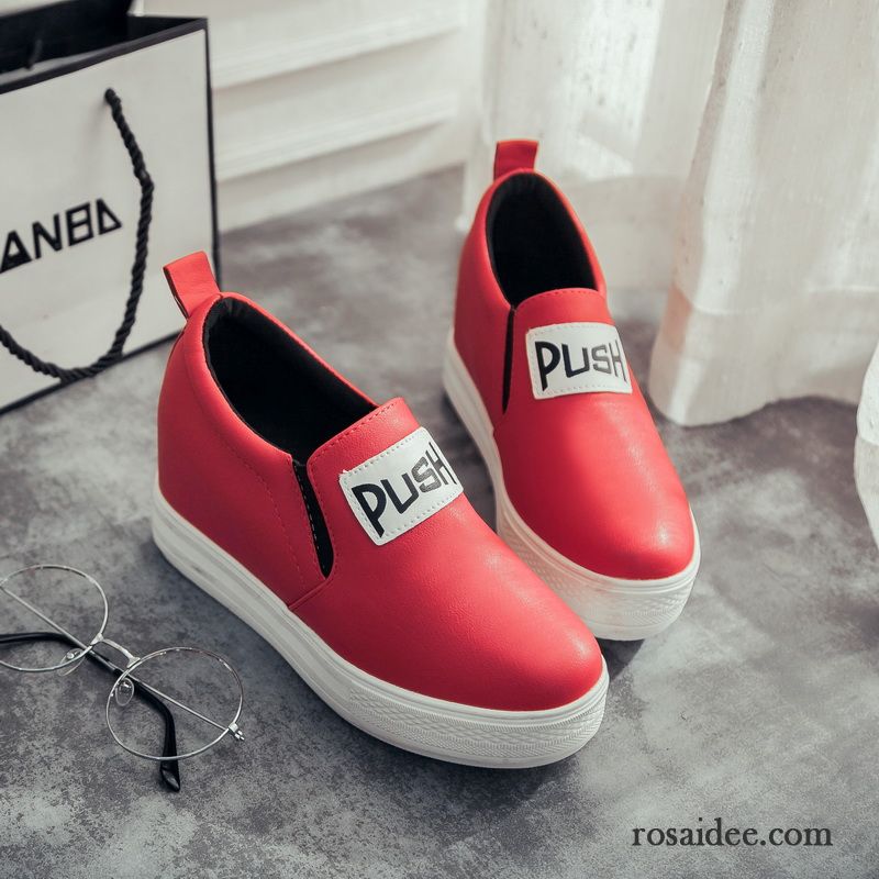 Damen Halbschuhe Leder Allgleiches Dicke Sohle Faul Erhöht Weiß Keilschuhe Casual Schnürschuhe Damen Halbschuhe Atmungsaktiv Verkaufen