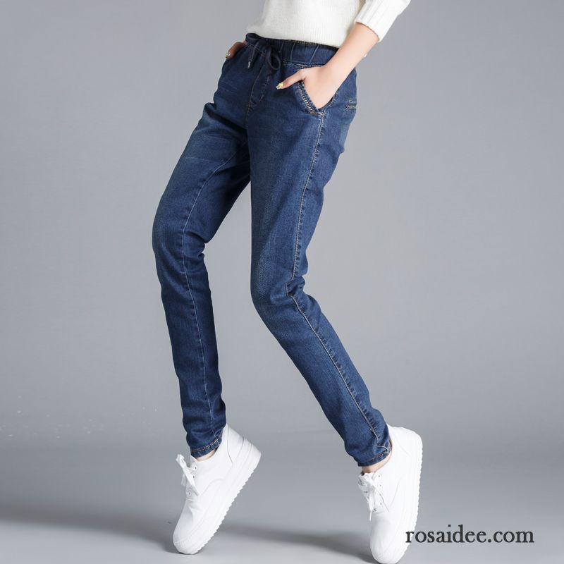 Damen Jeans Applikationen Harlan Damen Plus Samt Elastisch Dünn Neu Jeans Freizeit Hose Tether Große Größe Herbst Winter Kaufen