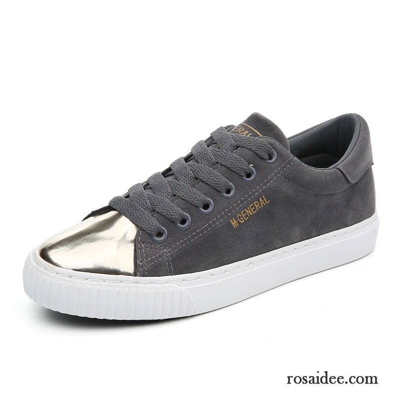 Damen Mode Schuhe Grau Trend Skaterschuhe Niedrig Schnürung Feder Allgleiches Tuch Schuhe Flache Schüler Neue Damen Casual Dicke Sohle Günstig