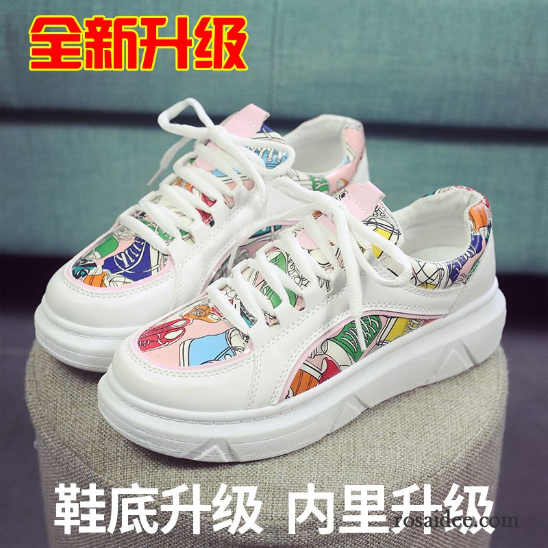 Damen Mode Schuhe Weiß Schuhe Feder Graffiti Schüler Casual Dicke Sohle Damen Sportschuhe Weiß Allgleiches Schnürung Kaufen