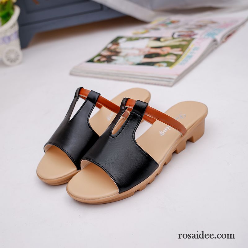 Damen Pantoletten Günstig Rutschsicher Keilschuhe Dicke Sohle Strand Sommer Mode Pantolette Flache Trend Damen Casual Günstig