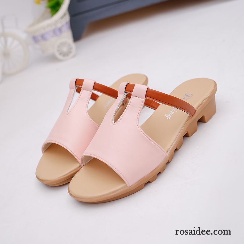 Damen Pantoletten Günstig Rutschsicher Keilschuhe Dicke Sohle Strand Sommer Mode Pantolette Flache Trend Damen Casual Günstig