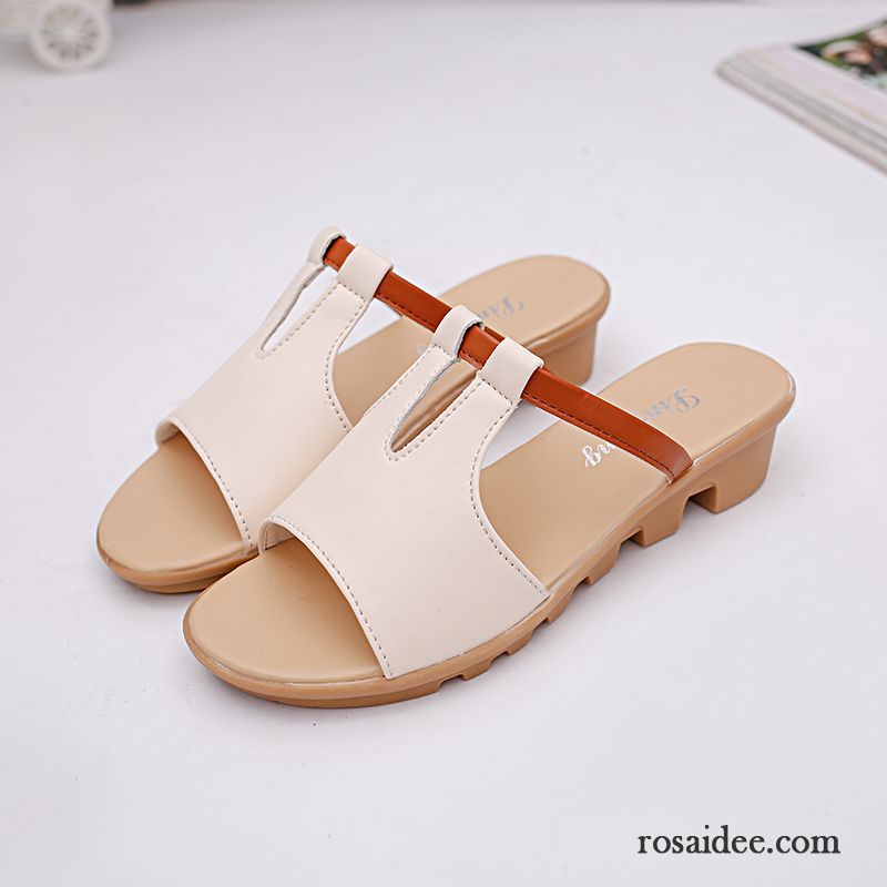 Damen Pantoletten Günstig Rutschsicher Keilschuhe Dicke Sohle Strand Sommer Mode Pantolette Flache Trend Damen Casual Günstig