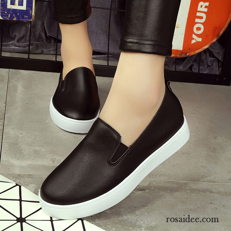 Damen Sneaker Slipper Erhöht Damen Dicke Sohle Feder Schuhe Echtleder Casual Faul Halbschuhe Herbst Weiß Günstig