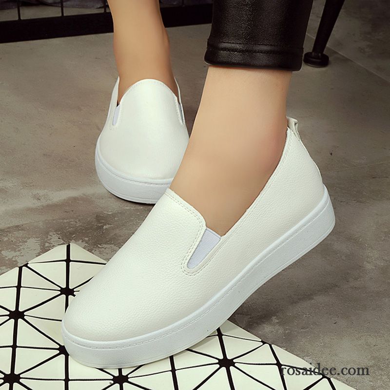 Damen Sneaker Slipper Erhöht Damen Dicke Sohle Feder Schuhe Echtleder Casual Faul Halbschuhe Herbst Weiß Günstig