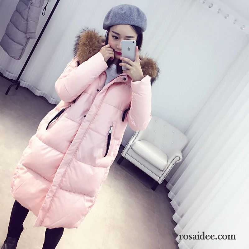 Damen Winter Steppjacke Neu Überzieher Großer Pelzkragen Schlank Langer Abschnitt Große Größe Waschbär Winterkleidung Damen Daunenjacke Verdickung Billig