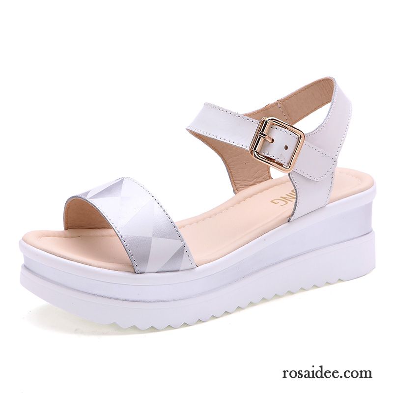 Damenschuhe Sandaletten Wasserdichte Plattform Schuhe Dicke Sohle Sommer Casual Sandalen Damen Keilschuhe Echtleder Neue Günstig