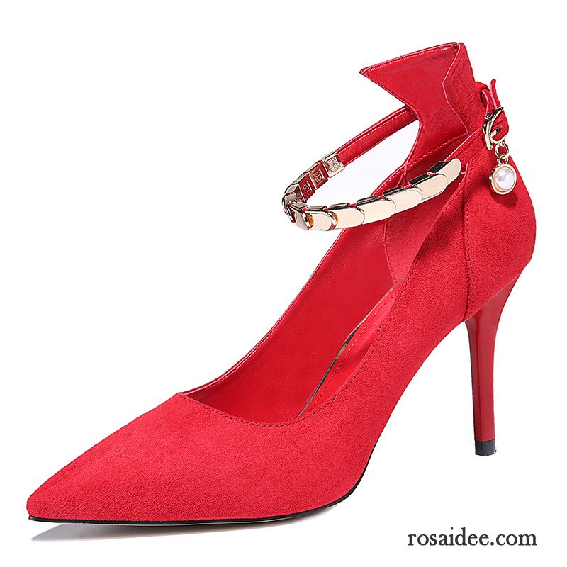 Damenschuhe Silber Pumps Herbst Dünne Fersen Schuhe Spitze Neue Allgleiches Rot Schwarz Damen Sexy Pumps Schnürschuhe Günstig