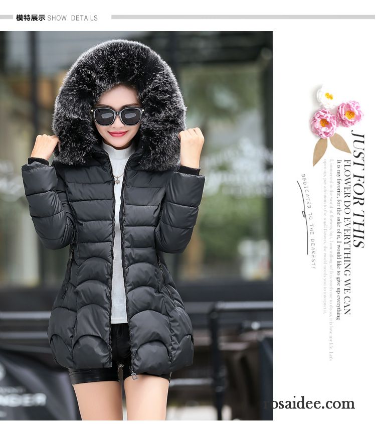 Daunenjacke Damen Warm Schlank Überzieher Großer Pelzkragen Dünn Langer Abschnitt Luxuriös Verdickung Winter Heißer Art Damen Baumwolle Billig