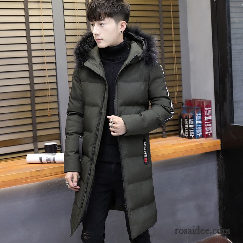 Daunenjacke Gelb Herren Herren Winter Verdickung Baumwolle Trend Baumwollgepolsterte Langer Abschnitt Überzieher Schwarz Neu Rabatt