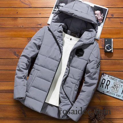 Daunenjacke Leicht Herren Dunkel Überzieher Herren Winter Trend Persönlichkeit Baumwollgepolsterte Baumwolle Neu Blau Kleider