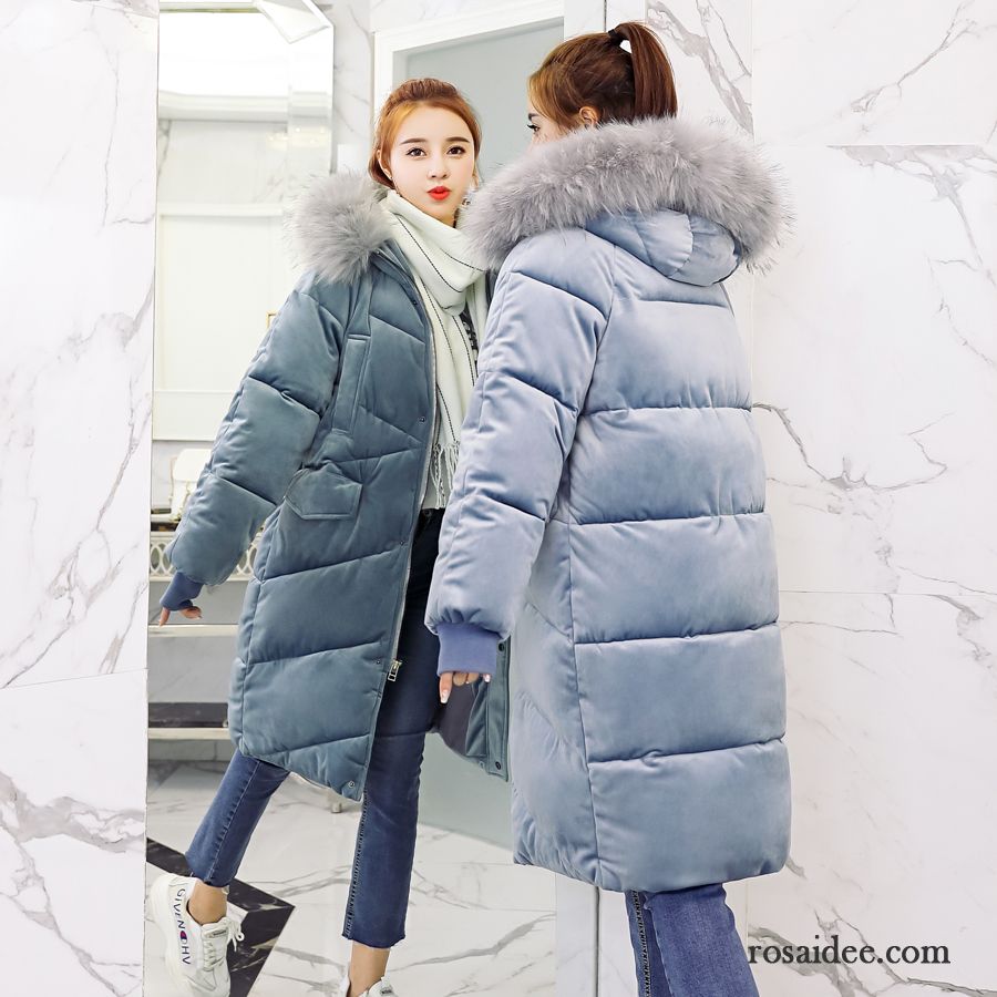 Daunenjacke Outdoor Damen Golden Langer Abschnitt Verdickung Winter Herbst Baumwolle Damen Lose Mit Kapuze Daunenjacke Großer Pelzkragen Sale